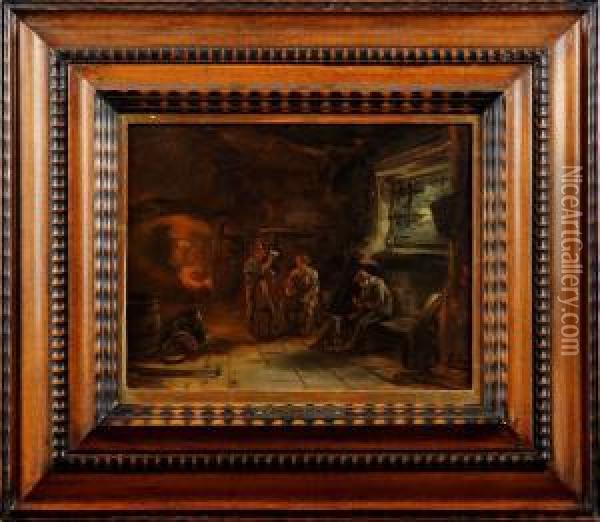 Interior Med Figurer Oil Painting - Thomas Jones Barker