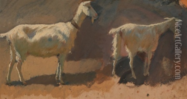 Zwei Ziegen Oil Painting - Raffaello Pontremoli