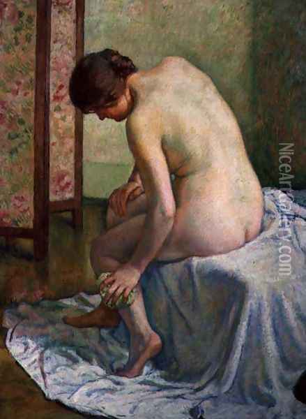 The Bather Oil Painting - Theo van Rysselberghe