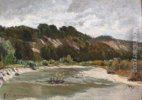 Landschaft Mit Kleinem Teich. Oil Painting - Otto Gampert