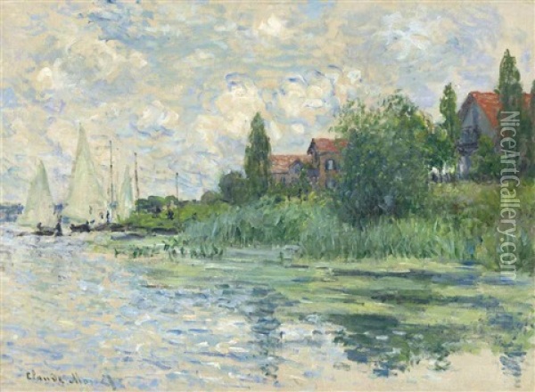 Les Bords De La Seine Au Petit-gennevilliers Oil Painting - Claude Monet