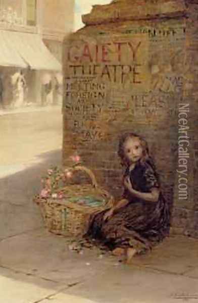 The Flower Girl 1872 3 Oil Painting - Augustus Edward Mulready