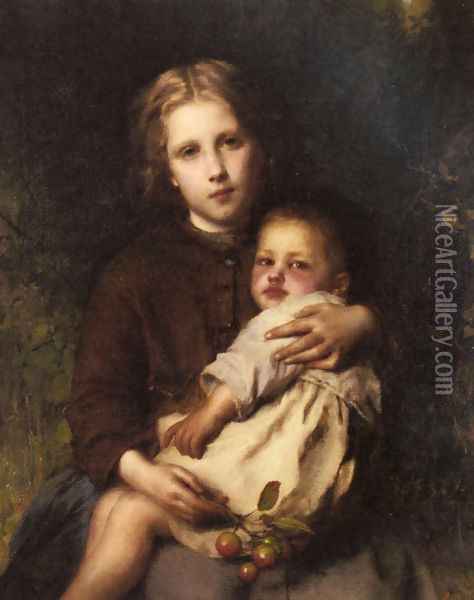 Sisterly Love Oil Painting - Etienne Adolphe Piot