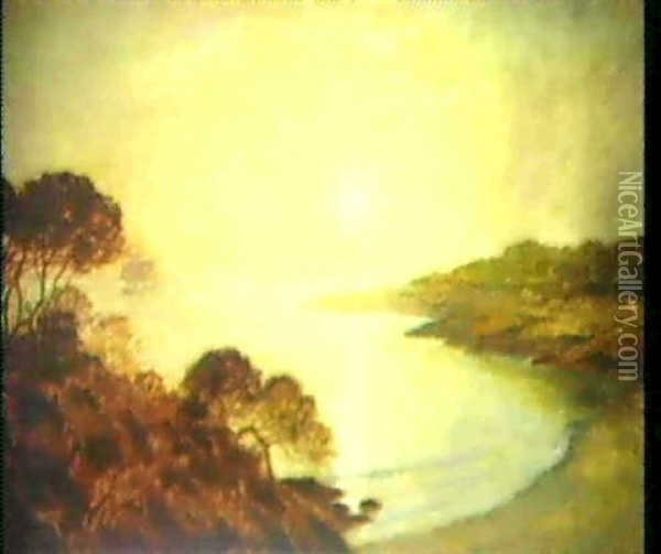 Stille Bucht Bei Sonnenuntergang Oil Painting - Emile Rene Menard