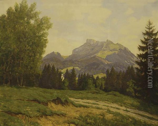 W Okolicach Leizachtal, 1930 R. Oil Painting - Lothar Rudolf Meilinger
