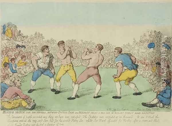Boxing Match for 200 Guineas between Dutch Sam and Medley Oil Painting - Thomas Rowlandson