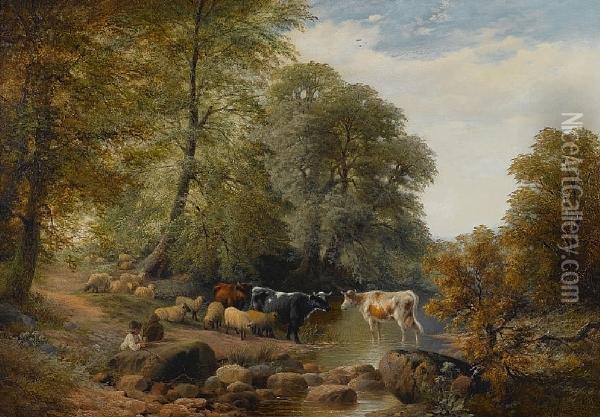 The Watering Place Oil Painting - James Duffield Harding