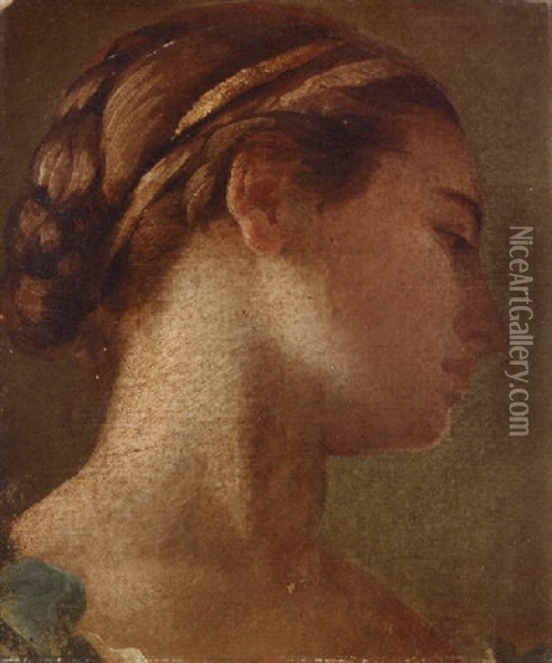 Head Of A Lady Oil Painting - Noel Halle