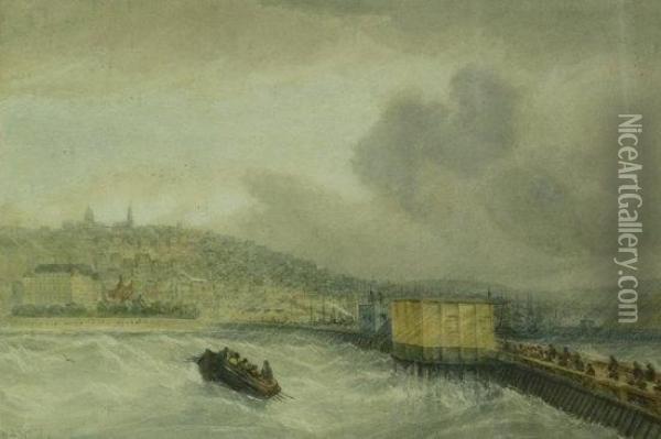 Boulogne On A Squally Day Oil Painting - William Adolphu Knell