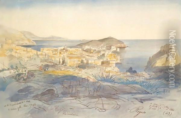 View Of Ragusa, Sicily Oil Painting - Edward Lear