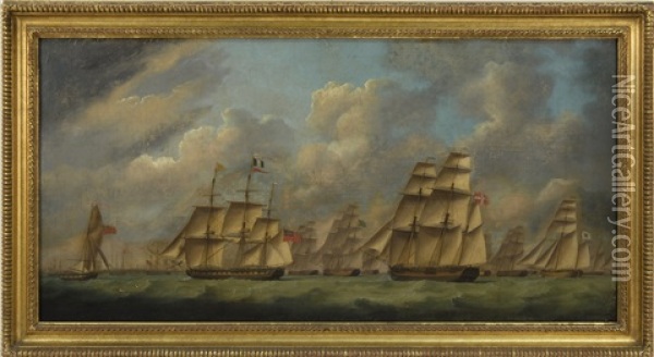 A Gathering Of British And Scandinavian Vessels Oil Painting - Robert Dodd