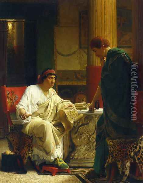 Vespasian Hearing from One of His Generals of the Taking of Jerusalem by Titus Oil Painting - Sir Lawrence Alma-Tadema
