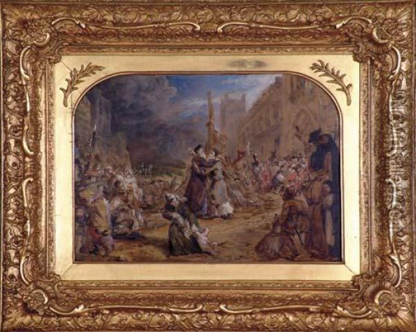 The Last Embrace Of Bishops Ridley And Latimer At Oxford Oil Painting - Sir George Hayter