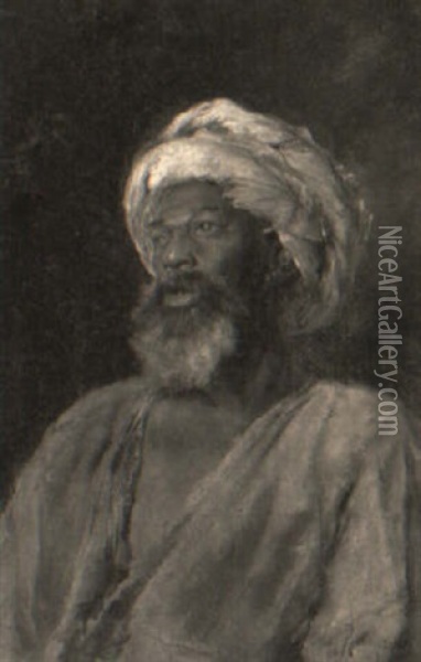 An Arab Portrait Oil Painting - Max Friedrich Rabes