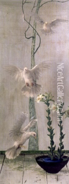 Doves Oil Painting - Maud Earl