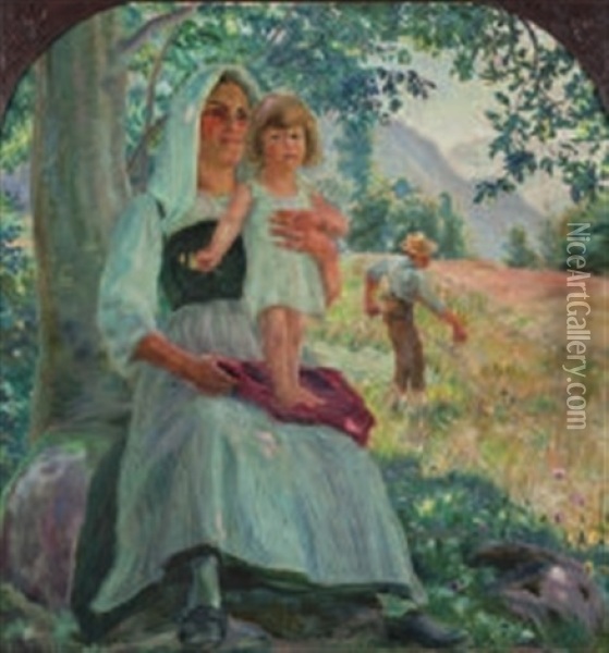 Bauernfamilie Auf Dem Felde Oil Painting - Hans Widmer