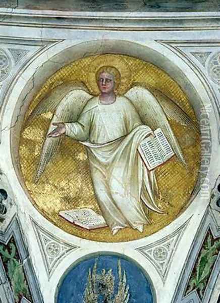 Angel in an oculus 1360-70 Oil Painting - Giusto di Giovanni de' Menabuoi