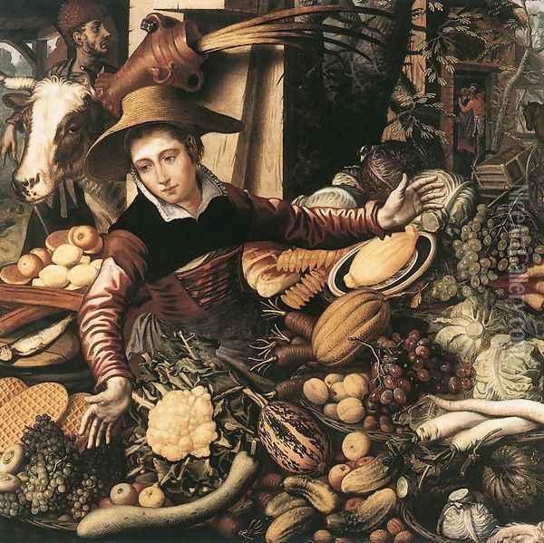 Market Woman With Vegetable Stall 1567 Oil Painting - Pieter Aertsen