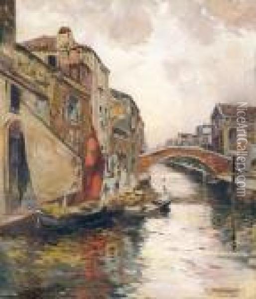 Canale A Venezia Oil Painting - Carlo Brancaccio