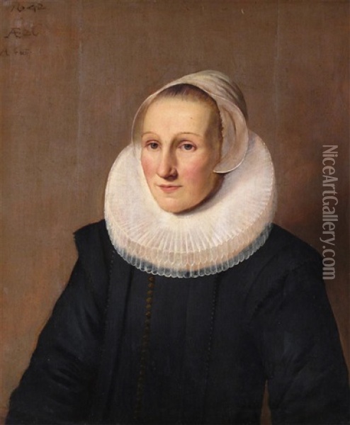Portrait Of A Lady, Aged 26, Half Length Oil Painting - Aelbert Cuyp