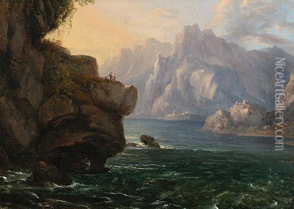 A Rocky Inlet On The Amalfi Coast Oil Painting - Gregorio Fidanza