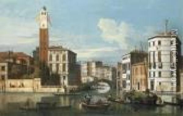 The Grand Canal, Venice, With A 
View Of Saint Jeremia, The Palazzolabia And The Entrance To The 
Cannareggio Oil Painting - (Giovanni Antonio Canal) Canaletto