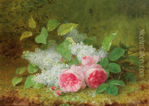 Bouquet Of Roses And Lilacs Oil Painting - Jules Ferdinand Medard