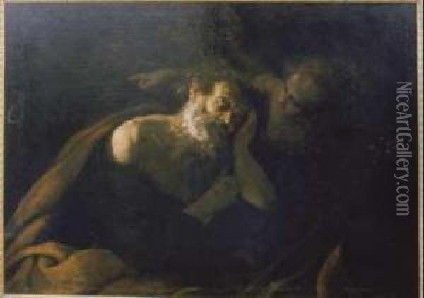 L'angelo Appare A San Giuseppe Oil Painting - Giovanni Battista Langetti