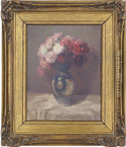 Still Life With Carnations Oil Painting - Pascal De Beucker