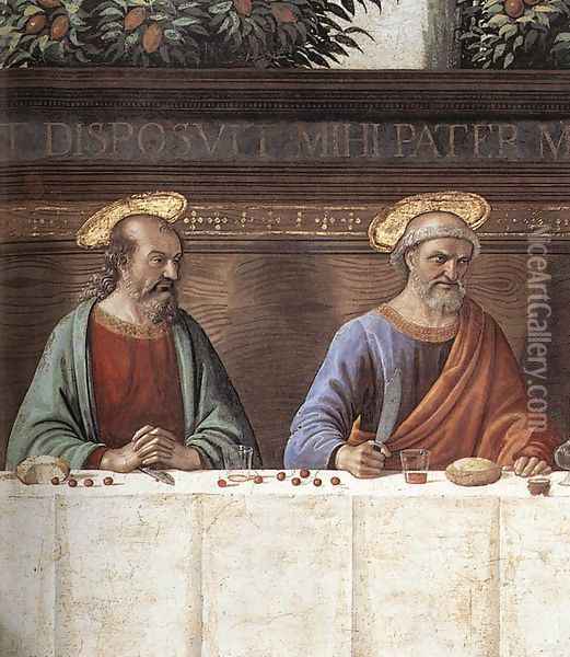 Last Supper (detail 1) c. 1486 Oil Painting - Domenico Ghirlandaio
