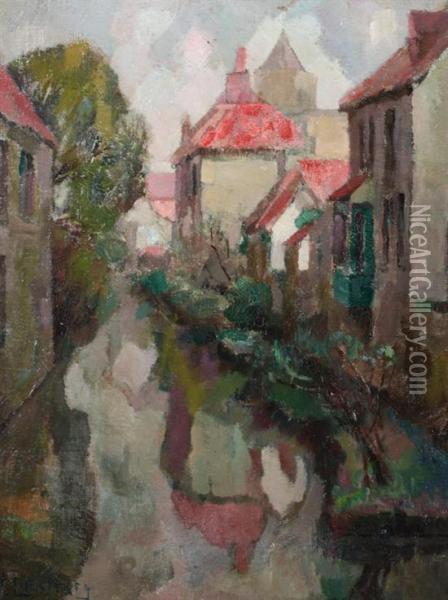 Canal A Bruges Oil Painting - Victor Leclercq