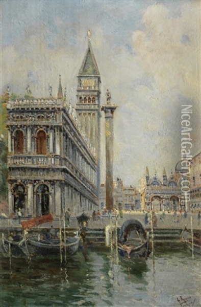 Piazza San Marco, Venice Oil Painting - Antonio Maria de Reyna Manescau