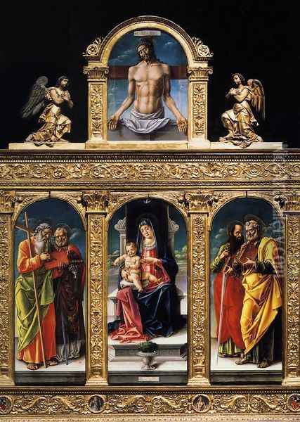 Virgin Enthroned with the Child on her Knee (polyptych) 1482 Oil Painting - Bartolomeo Vivarini