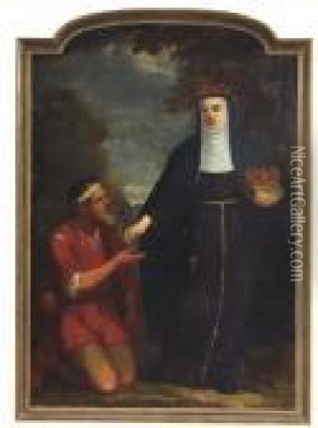 Saint Elisabeth Of Hungary In A Wooded Landscape Oil Painting - Bartolome Esteban Murillo