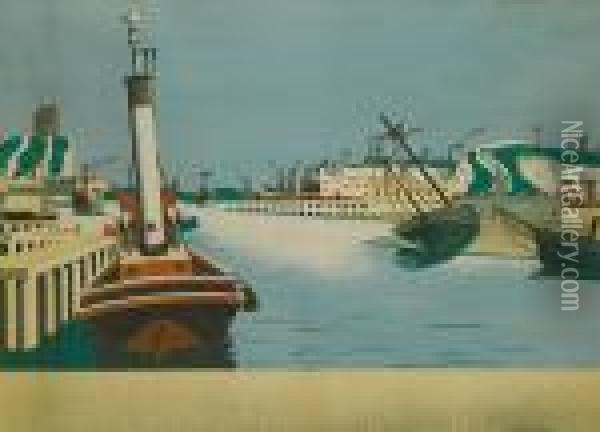 Imaginary Harbour Oil Painting - Edward Wadsworth