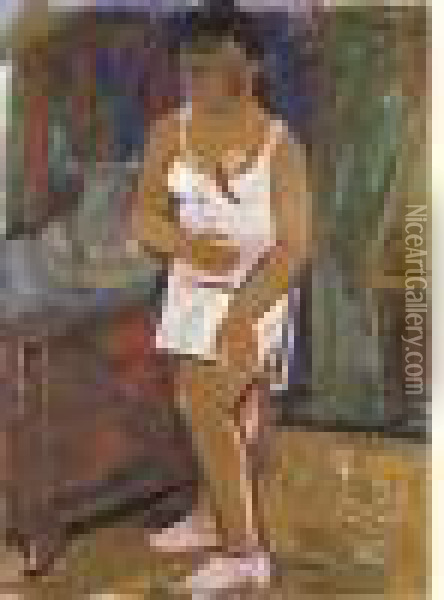 Meisje In Hemd - Jeune Fille A La Chemise (1937) Oil Painting - Gustave De Smet