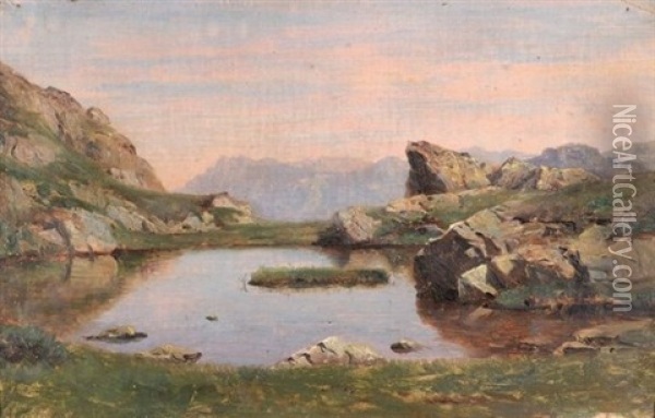 Lac D'altitude (eychauda?) Oil Painting - Leberecht Lortet
