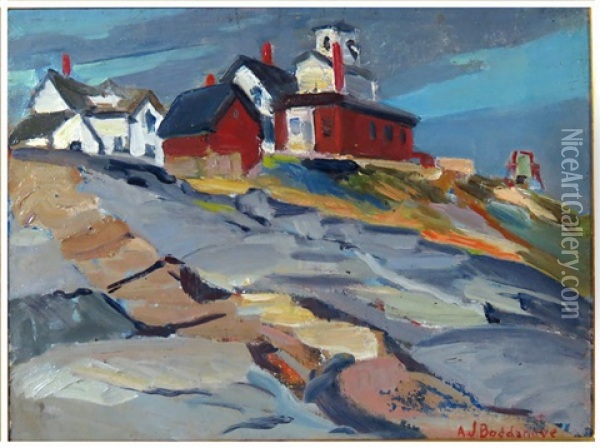 The Manana Coast Guard Station, Monhegan Island, Maine Oil Painting - Abraham Jacob Bogdanove