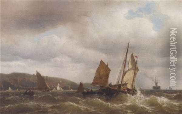 Sailing Vessels Offshore Oil Painting - Mauritz Frederick Hendrick de Haas