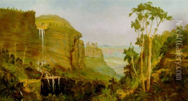 The Waterfall In The Rocky Mountains Oil Painting - Daniel Charles Grose