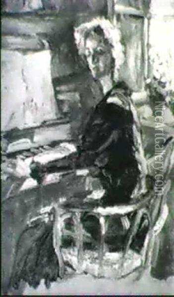 Klavierspielerin Oil Painting - Leo von Koenig