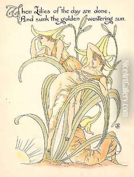 Lilies 2 Oil Painting - Walter Crane