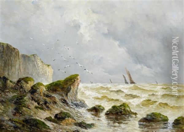 Sturmische See Vor Den Klippen Oil Painting - Emile Maillard