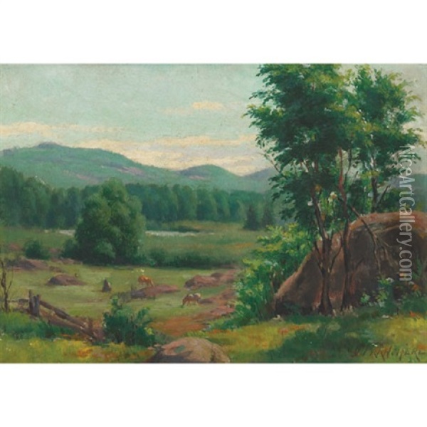 Pasture With Grazing Cattle Oil Painting - Joseph-Charles Franchere