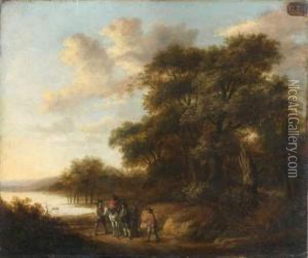 Brigands Et Cavaliers Discutant A L'oree D'un Bois Oil Painting - Jan Jansz Van Houthuysen