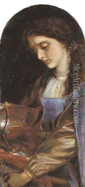 Elaine with the Armour of Launcelot Oil Painting - Arthur Hughes