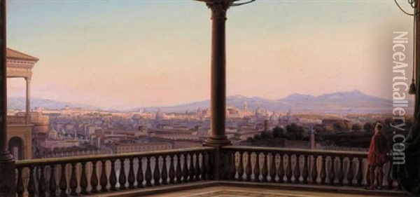 Rom Panorama Oil Painting - Carl Ludwig Rundt