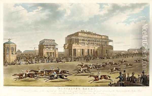 Doncaster Races, passing the judge stand (Siltzer 221), by Smart and Hunt Oil Painting - James Pollard