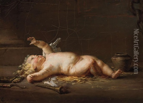 Fallen Angel Oil Painting - Alphonse Legros