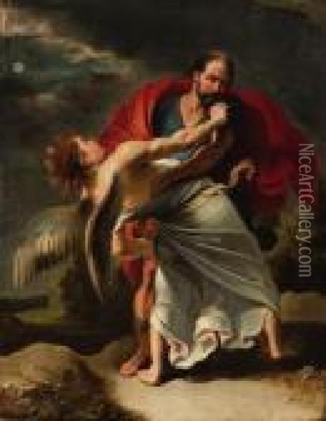 Jacob Wrestling With The Angel Oil Painting - Peter Paul Rubens